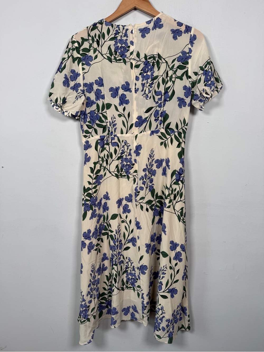Fibflx French Chic Silk Floral Maxi Dress Purple Ruffle Romantic V-Neck Size L — image 8 of 8